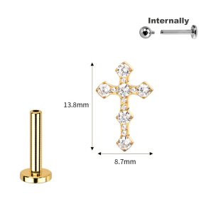1,2mm großes Gold Kreuz viele Kristallen Titan...
