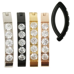 Bauchnabel Banane Piercing Clicker mit 5 Kritallen in...
