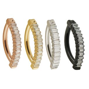Bauchnabel Banane Piercing Clicker mit eckigen Kristallen...