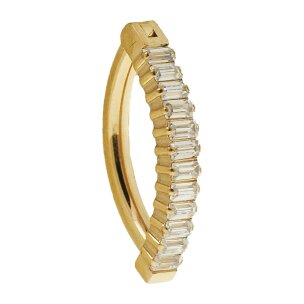 1,6mm Titan Rosegold Eckige Kristalle Bauchnabel Piercing Clicker
