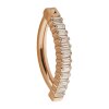1,6mm Titan Rosegold Eckige Kristalle Bauchnabel Piercing Clicker