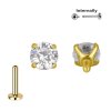 Titan Labret Innengewinde mit rundem Kristall Aufsatz in Gold