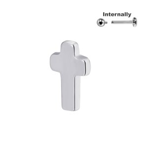 1,2mm Titan Labret mit Kreuz Aufsatz Silber