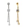 Titan Kristall Bauchnabel Piercing Banane mit 2 Ketten