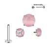 1,2mm gefasster echt Stein Titan Labret Innengewinde