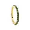 Ohr Piercing Clicker Ring schmal mit vielen Dunkelgrünen Kristallen, in Gold