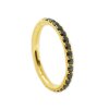 Ohr Piercing Clicker Ring schmal mit vielen Schwarzen Kristallen, in Gold