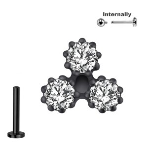 Titan Labret Innengewinde mit 3er Kristall Aufsatz in...