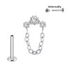Titan Labret Innengewinde mit 3 Kristallen und Kette Aufsatz in Silber