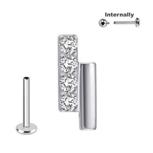 Titan Labret Innengewinde mit Bar Aufsatz mit Kristallen...