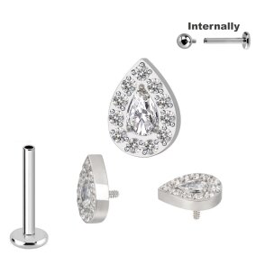 Titan Labret Innengewinde mit Ovalem Kristall und...