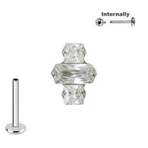 Titan Labret Innengewinde mit 3 eckige Kristalle Aufsatz...