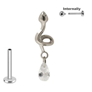 Titan Labret Innengewinde mit Schlange Kristall...
