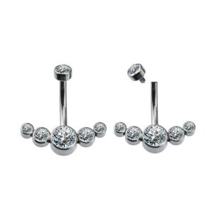 Bauchnabelpiercing in Titan mit 5 Kristall Bogen