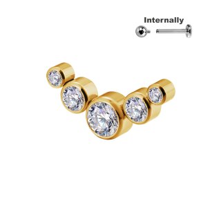 5er Kristall Kugel Titan Aufsatz Silber Gold