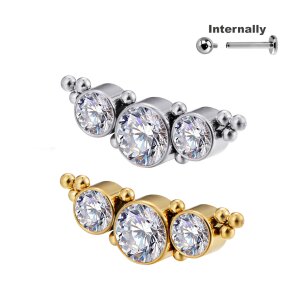 Titan 3er Kristalle und Kugeln Aufsatz in Silber und Gold