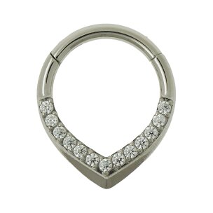1,2mm Spitzer Septum Clicker Ring mit Kristallen