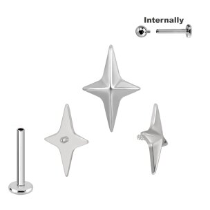 Titan Labret Innengewinde mit Zacken Stern  Aufsatz in...