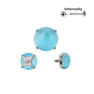 Gefasster echt Stein Titan Aufsatz Labret Innengewinde