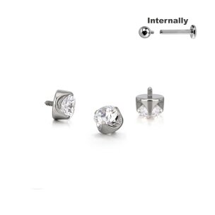Gefasster Flat Kristall Titan Aufsatz für Labret...