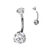 Titan WEISSGOLD Große Kristalle 5+8mm Bauchnabel Piercing Banane