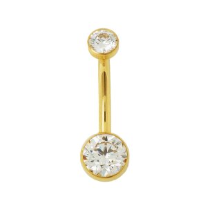 TITAN Rose Gold Flache Kristalle 4+6mm Bauchnabel Intim Piercing Banane