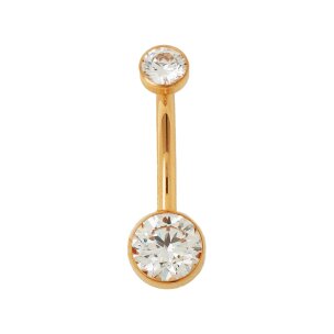 TITAN Rose Gold Flache Kristalle 4+6mm Bauchnabel Intim Piercing Banane