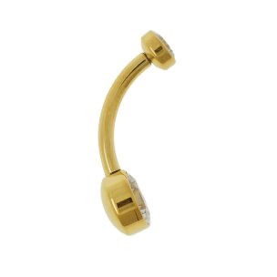 TITAN Rose Gold Flache Kristalle 4+6mm Bauchnabel Intim Piercing Banane
