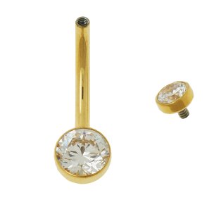 TITAN Rose Gold Flache Kristalle 4+6mm Bauchnabel Intim Piercing Banane