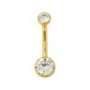 TITAN Rose Gold Flache Kristalle 4+6mm Bauchnabel Intim Piercing Banane