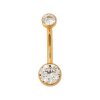 TITAN Rose Gold Flache Kristalle 4+6mm Bauchnabel Intim Piercing Banane