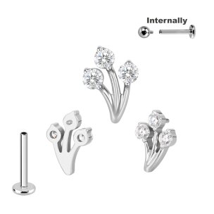 Titan Labret Innengewinde mit 3 Kristallen auf...