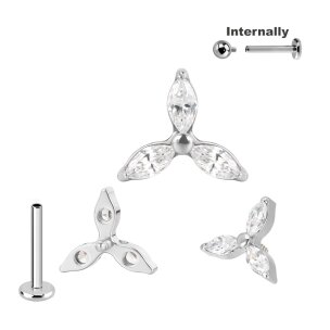 Titan Labret Innengewinde mit 3 ovalen Kristallen...