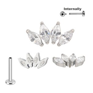 Titan Labret Innengewinde mit 4 ovalen Kristall Bogen...