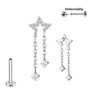 Titan Labret Innengewinde mit Stern und Ketten mit vielen...
