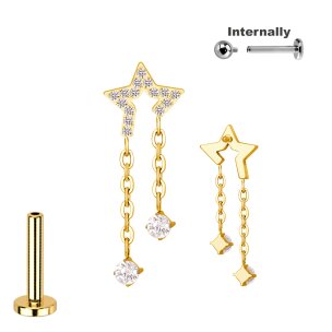 Titan Labret Innengewinde mit Stern und Ketten mit vielen...