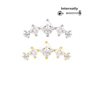Titan 5 eckige Kristalle Bogen Ohr Piercing Schmuck in...