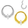 Piercing Clicker Ring mit ovalem Kristalle und breitem Rand in Silber und Gold