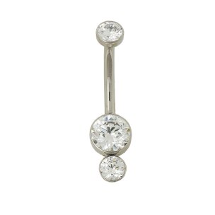TITAN Gold Flacher Doppel Kristalle Bauchnabel Intim...