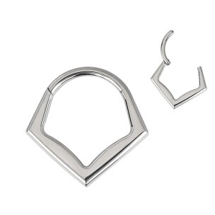 1,2mm Titan Spitzer Eckiger Clicker Ring breiter Rand