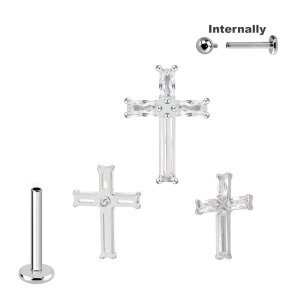 Titan Labret Innengewinde mit lange Kristalle Kreuz...