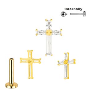 Titan Labret Innengewinde mit lange Kristalle Kreuz...