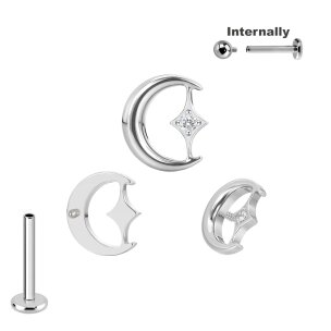 Titan Labret Innengewinde Mond mit Kristall Aufsatz in...