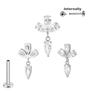 Titan Labret Innengewinde mit 3er Kristall und...