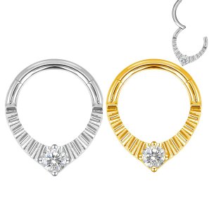 Segment Clicker Spitze Kerben mit Kristall in Gold oder...