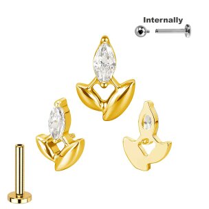 Titan Labret Innengewinde Ovale Elemente mit Kristall...
