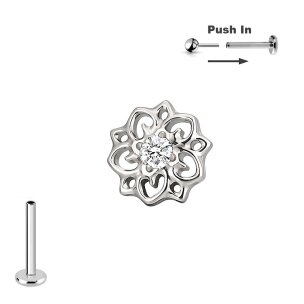 Titan Micro Push Pin stecksystem Blume mit Kristall in...