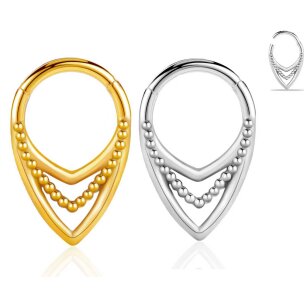 Septum Clicker Ring Spitz mit  3 Reihen Boho Ornament...