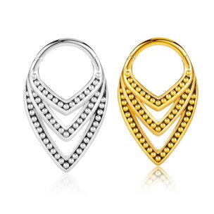 Septum Clicker Ring Spitz mit  3 Reihen Boho Ornament...