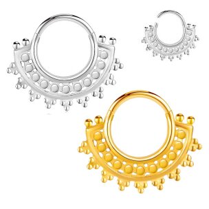 Segment Clicker breiter Ring mit Boho Kugel Muster in...